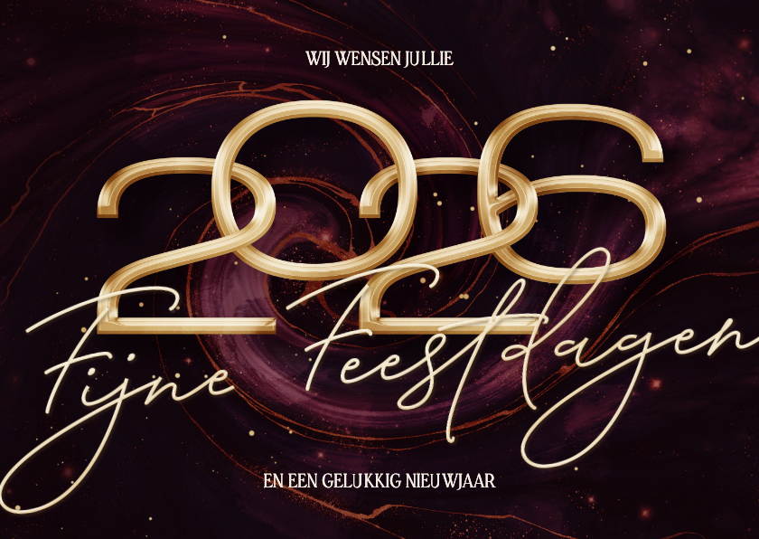 Stijlvolle rode kerstkaart 2026 met marmer swirl - Kerstkaarten Kerstkaarten - Stijlvolle rode kerstkaart 2026 met marmer swirl