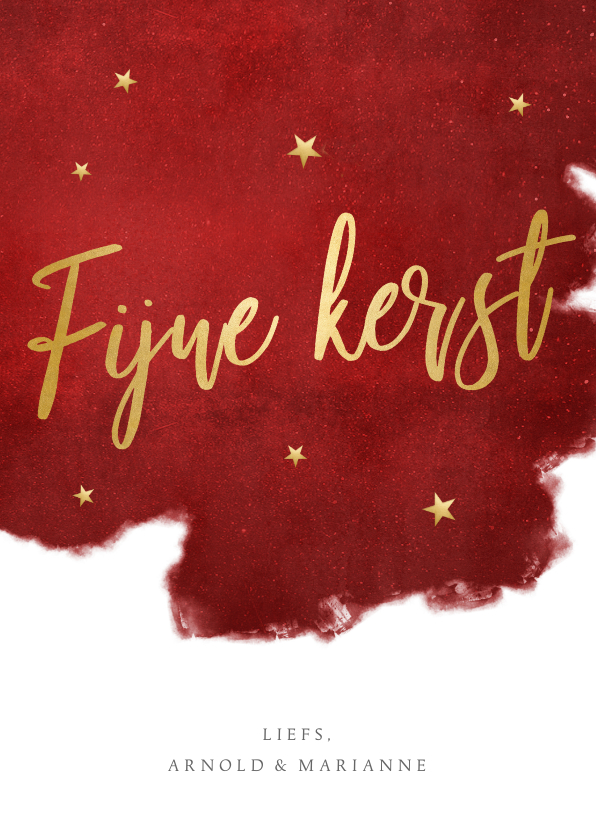 Stijlvolle rode kerstkaart met goudlook letters fijne kerst - Kerstkaarten Kerstkaarten - Stijlvolle rode kerstkaart met goudlook letters fijne kerst