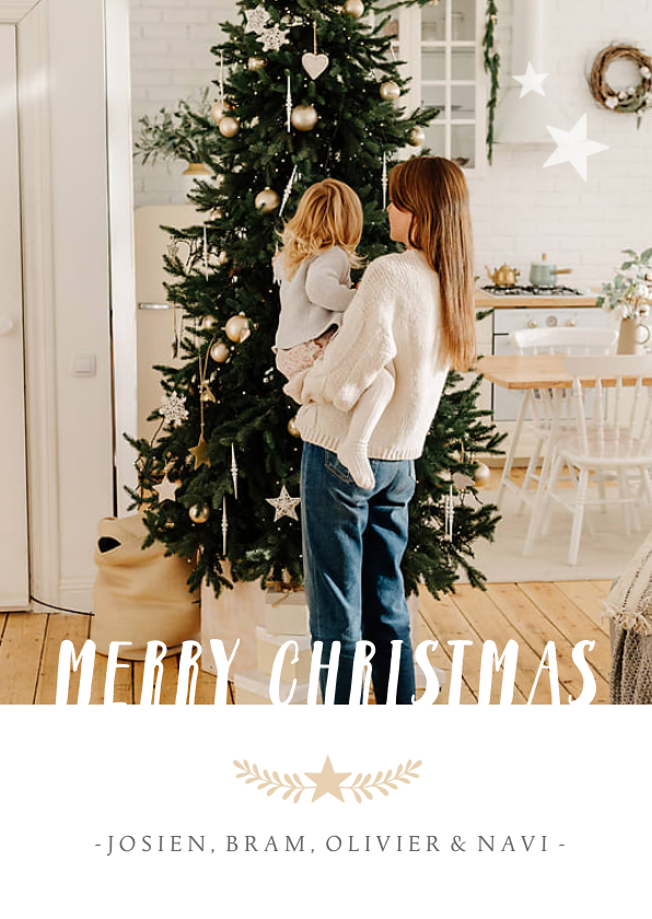 Stijlvolle staande kerstkaart met grote foto en eigen namen - Kerstkaarten Kerstkaarten - Stijlvolle staande kerstkaart met grote foto en eigen namen