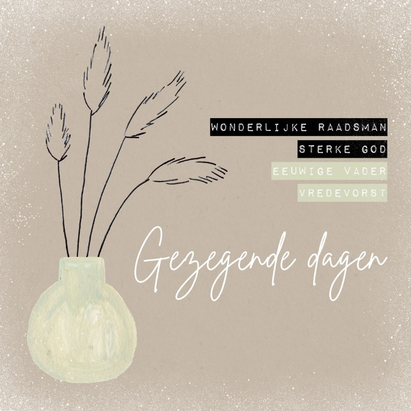 Trendy Christelijke kerstkaart namen gezegende dagen pampas - Kerstkaarten Kerstkaarten - Trendy Christelijke kerstkaart namen gezegende dagen pampas