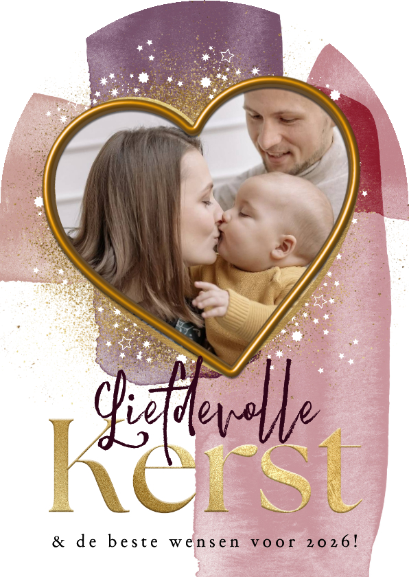 Kerstkaarten - Trendy kerstkaart liefdevolle kerst hart watercolor foto 