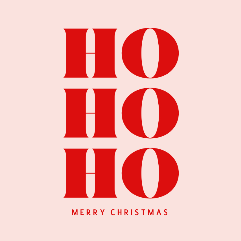 Kerstkaarten - Trendy kerstkaart met HO HO HO typografie