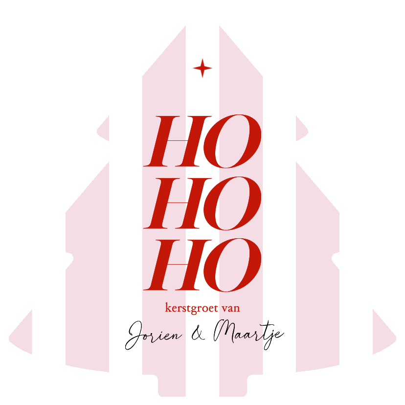 Kerstkaarten - Trendy roze gestreepte kerstkaart ho ho ho