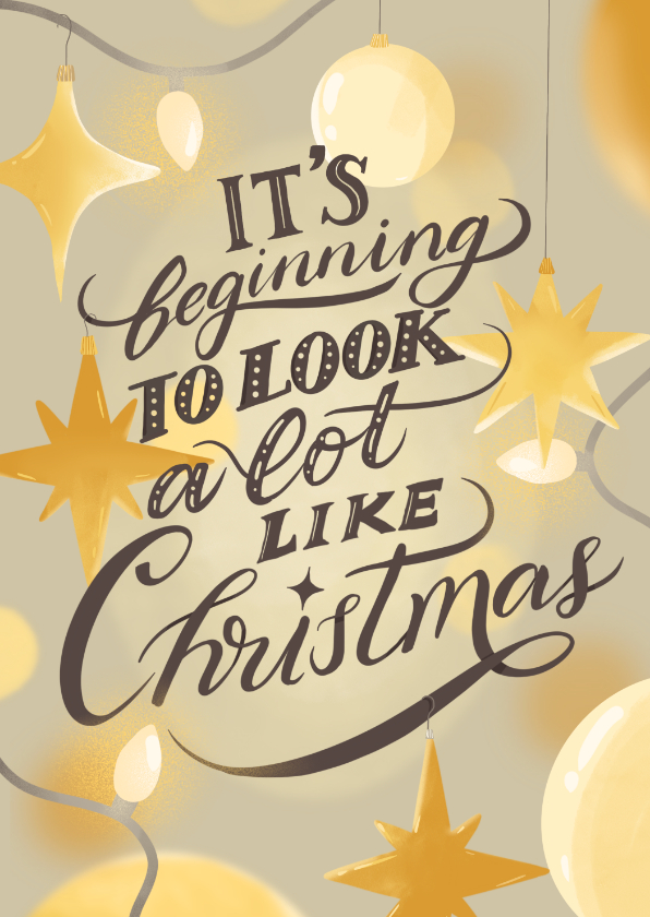 Kerstkaarten - Typografische kerstkaart it's beginning to look a lot like..