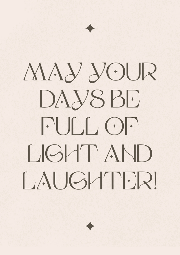 Typografische kerstkaart light and laughter zandkleur - Kerstkaarten Kerstkaarten - Typografische kerstkaart light and laughter zandkleur