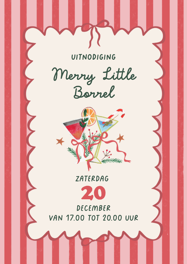 Kerstkaarten - Uitnodiging kerst borrel illustratie doodle cocktails