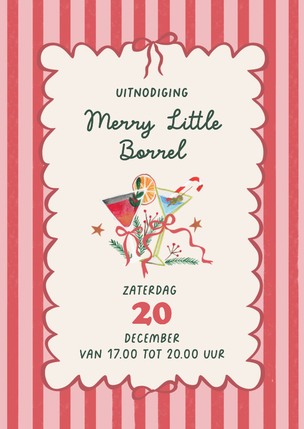 Uitnodiging kerst borrel illustratie doodle cocktails - Kerstkaarten Kerstkaarten - Uitnodiging kerst borrel illustratie doodle cocktails