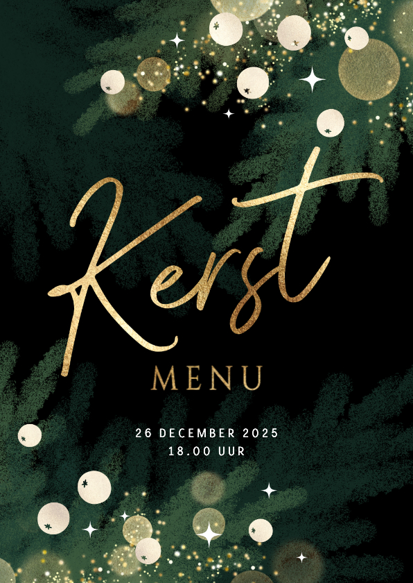 Uitnodiging kerst menu stijlvol diner - Kerstkaarten Kerstkaarten - Uitnodiging kerst menu stijlvol diner