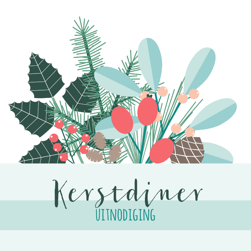 Uitnodiging kerstdiner botanisch - Kerstkaarten Kerstkaarten - Uitnodiging kerstdiner botanisch