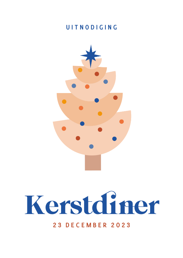 Kerstkaarten - Uitnodiging kerstdiner met modern kerstboompje 