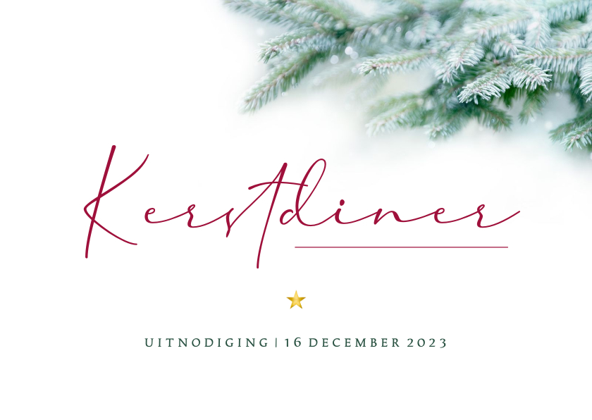 Uitnodiging kerstdiner stijlvol dennentakjes - Kerstkaarten Kerstkaarten - Uitnodiging kerstdiner stijlvol dennentakjes