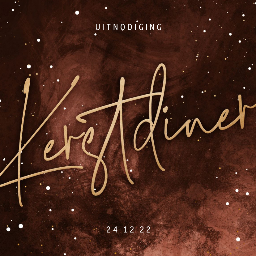 Uitnodiging kerstdiner stijlvol roestkleur - Kerstkaarten Kerstkaarten - Uitnodiging kerstdiner stijlvol roestkleur