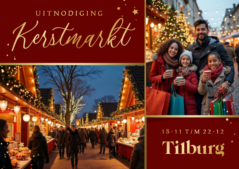 Uitnodiging kerstmarkt algemeen sterren fotokaart - Kerstkaarten Kerstkaarten - Uitnodiging kerstmarkt algemeen sterren fotokaart