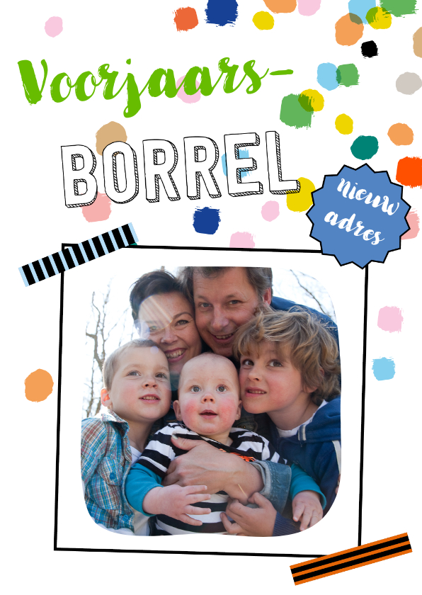 Uitnodiging voor borrel 'eigen thema' confetti - Kerstkaarten Kerstkaarten - Uitnodiging voor borrel 'eigen thema' confetti
