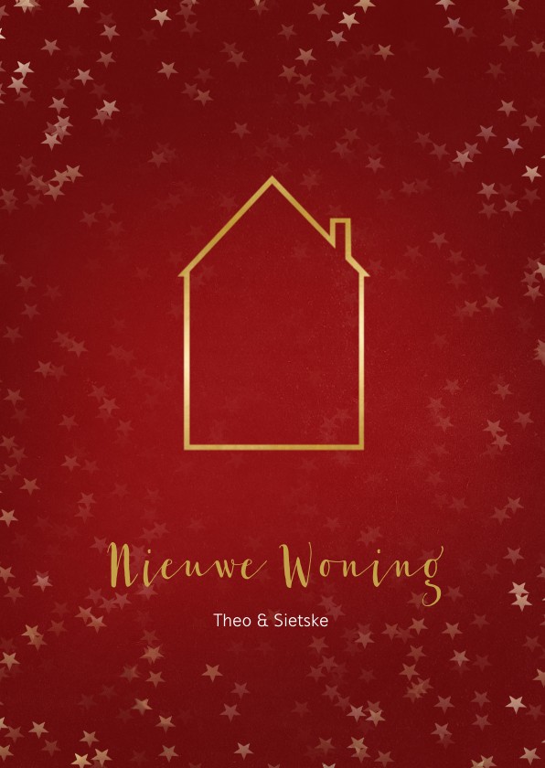 Verhuiskaart kerst staand met huisje goud - Een gouden kerst - Kerstkaarten Kerstkaarten - Verhuiskaart kerst staand met huisje goud - Een gouden kerst