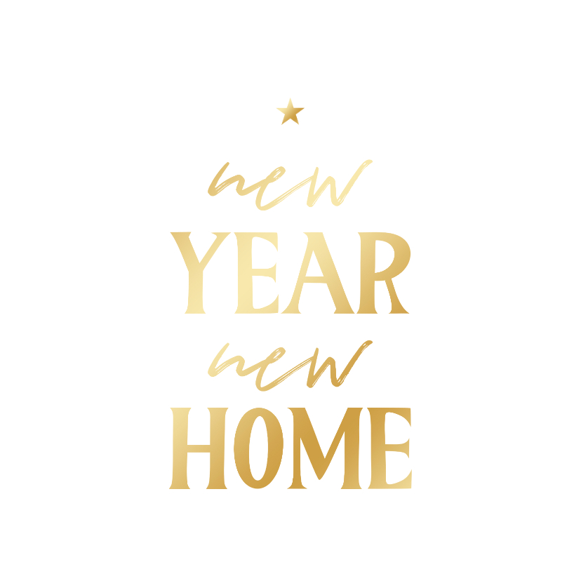 Kerstkaarten - Verhuiskaart kerstboomvorm wit new year new home 