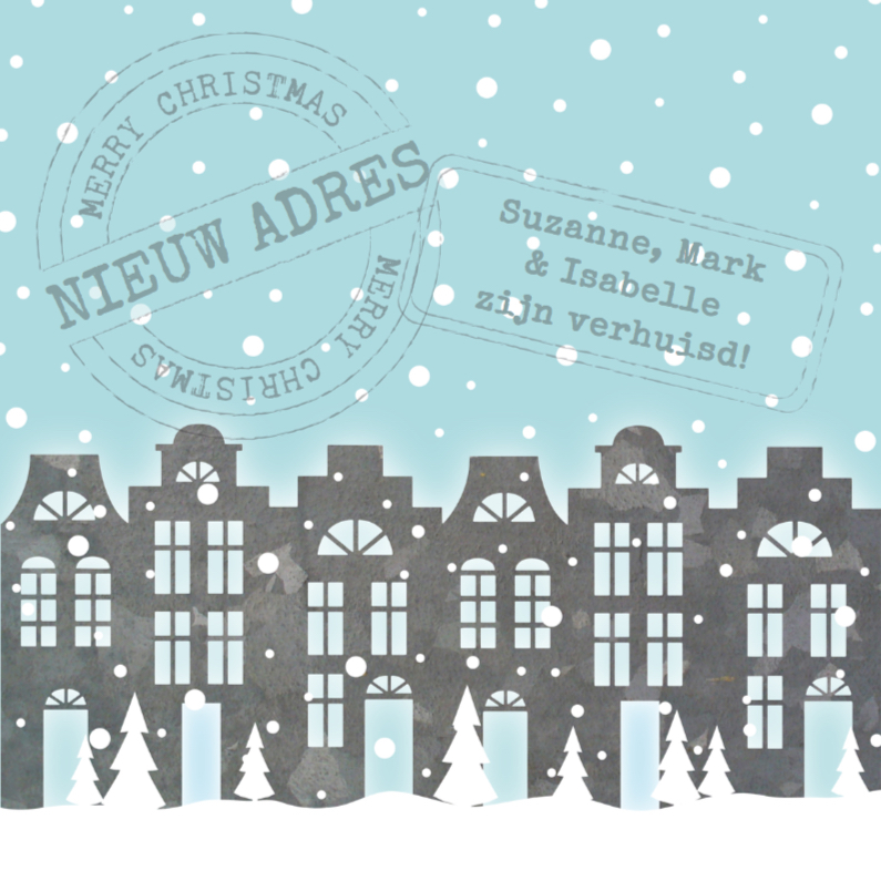 Verhuiskaart Kerstkaart Huisjes - Kerstkaarten Kerstkaarten - Verhuiskaart Kerstkaart Huisjes