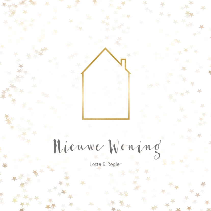 Verhuiskaart vierkant met huis - Een gouden kerst - Kerstkaarten Kerstkaarten - Verhuiskaart vierkant met huis - Een gouden kerst