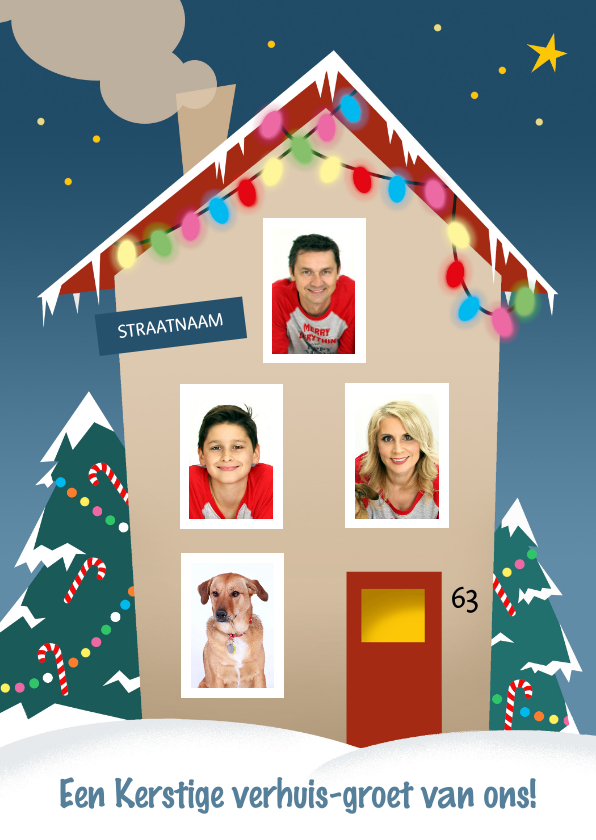 Verhuizing met kerst fotocollage - Kerstkaarten Kerstkaarten - Verhuizing met kerst fotocollage