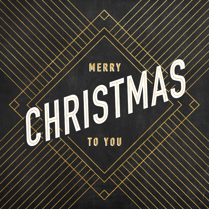 Vintage kerstkaart gouden patroon en typografie - Kerstkaarten Kerstkaarten - Vintage kerstkaart gouden patroon en typografie