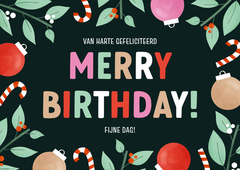 Vrolijk kaartje kerstverjaardag merry birthday patroontje - Kerstkaarten Kerstkaarten - Vrolijk kaartje kerstverjaardag merry birthday patroontje