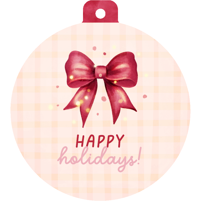 Kerstkaarten - Vrolijk kerstkaartje met strik in kerstbalvorm