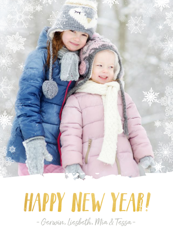 Vrolijke en hippe kerstkaart met eigen foto en sneeuw rand - Kerstkaarten Kerstkaarten - Vrolijke en hippe kerstkaart met eigen foto en sneeuw rand