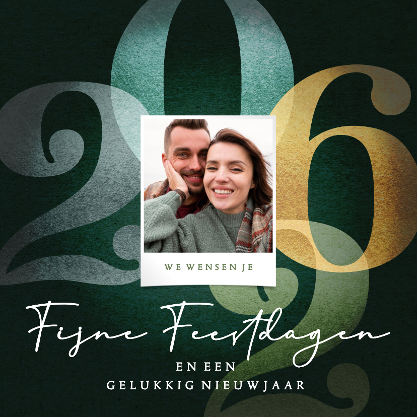 Kerstkaarten - Vrolijke foto kerstkaart 2026 in groen