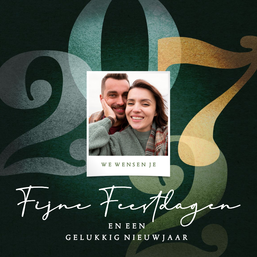 Vrolijke foto kerstkaart 2027 in groen - Kerstkaarten Kerstkaarten - Vrolijke foto kerstkaart 2027 in groen