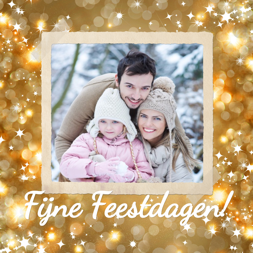 Vrolijke goudkleurige kerstkaart - Kerstkaarten Kerstkaarten - Vrolijke goudkleurige kerstkaart