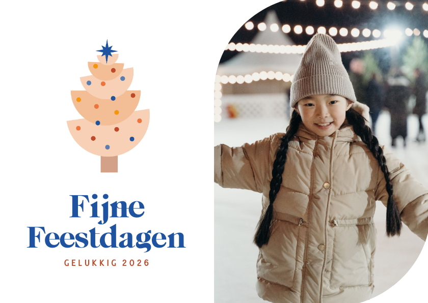 Vrolijke kerstkaart met eigen foto en modern kerstboompje - Kerstkaarten Kerstkaarten - Vrolijke kerstkaart met eigen foto en modern kerstboompje