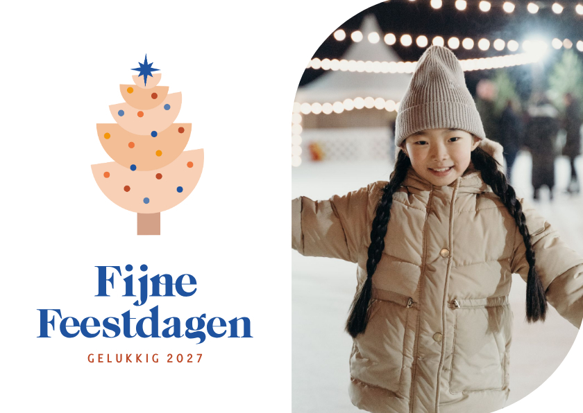 Vrolijke kerstkaart met eigen foto en modern kerstboompje - Kerstkaarten Kerstkaarten - Vrolijke kerstkaart met eigen foto en modern kerstboompje