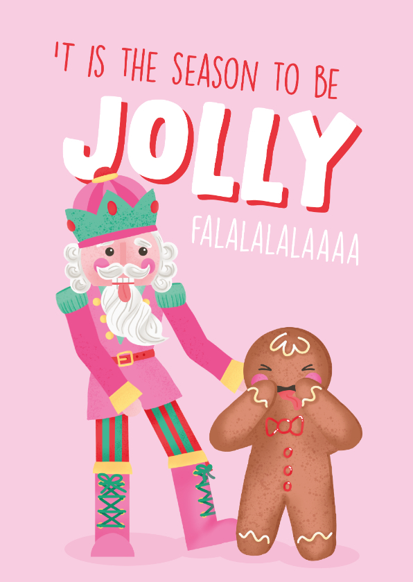 Vrolijke kerstkaart met illustratie van notenkraker - Kerstkaarten Kerstkaarten - Vrolijke kerstkaart met illustratie van notenkraker