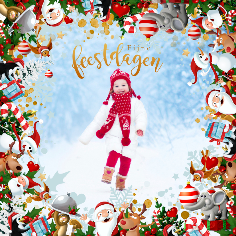 Vrolijke Kerstkrans met eigen foto - Kerstkaarten Kerstkaarten - Vrolijke Kerstkrans met eigen foto