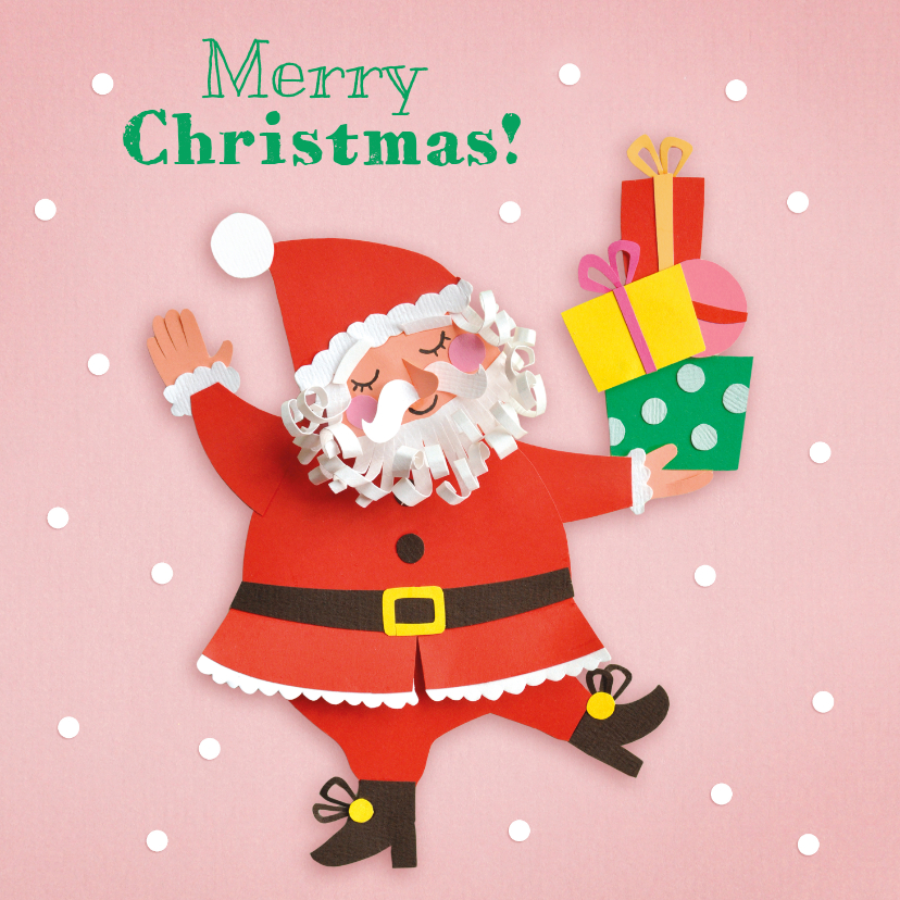 Vrolijke kerstman met cadeautjes - Kerstkaarten Kerstkaarten - Vrolijke kerstman met cadeautjes