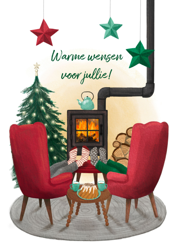 Kerstkaarten - Warme wensen kerstkaart 