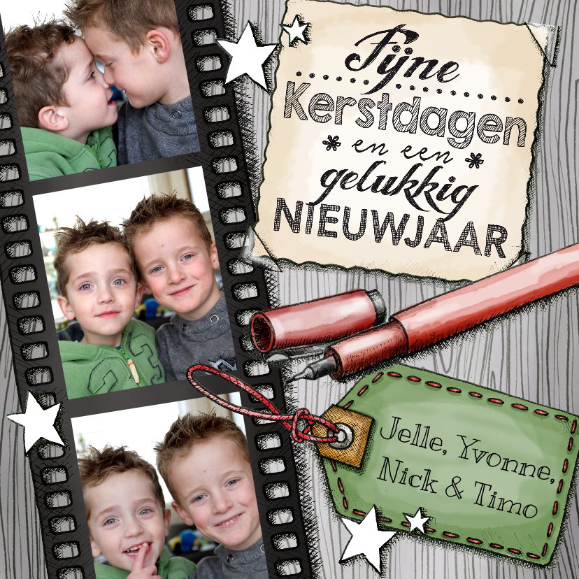 YVON kerst illustratie foto hout - Kerstkaarten Kerstkaarten - YVON kerst illustratie foto hout