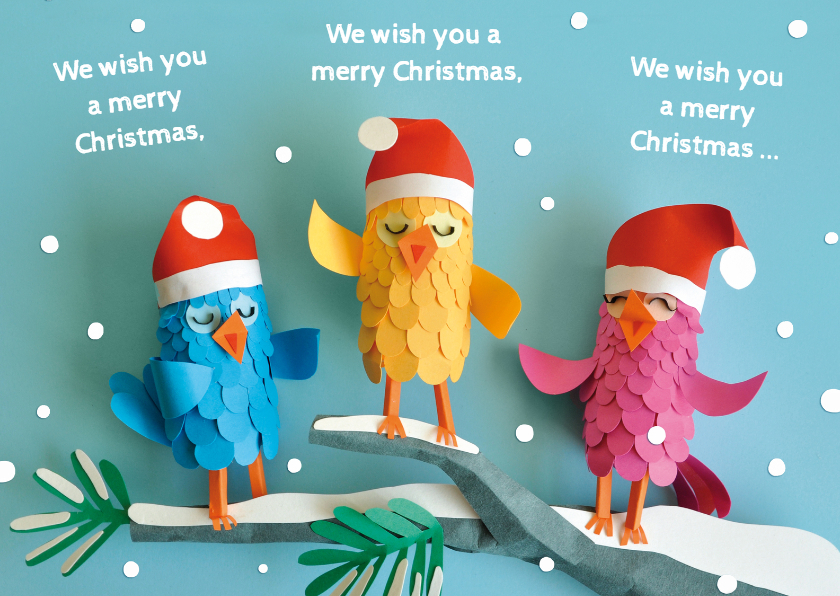 Zingende kerstvogeltjes - Kerstkaarten Kerstkaarten - Zingende kerstvogeltjes