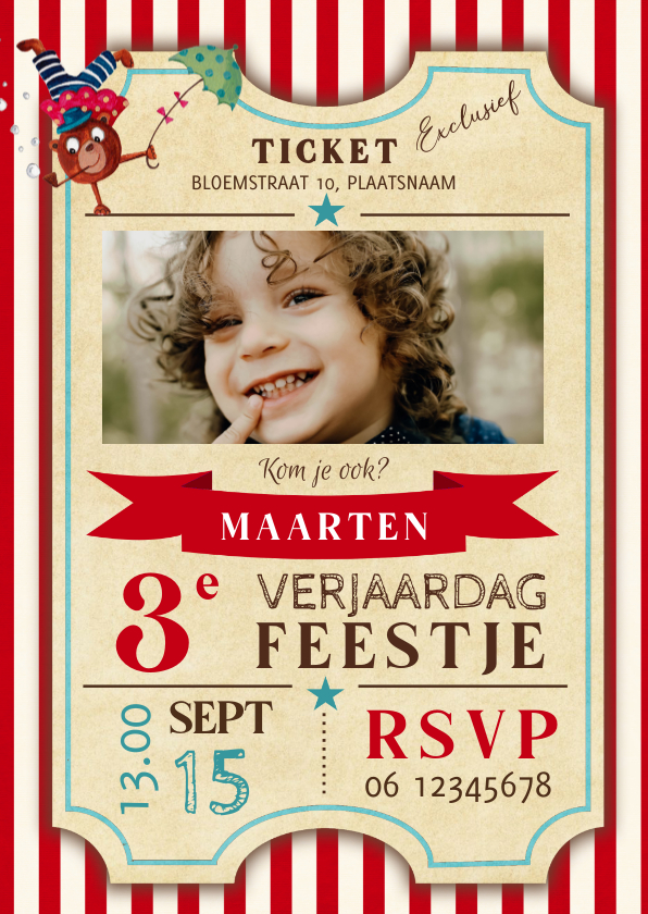 Kinderfeestjes - Circus ticket of film ticket feestje