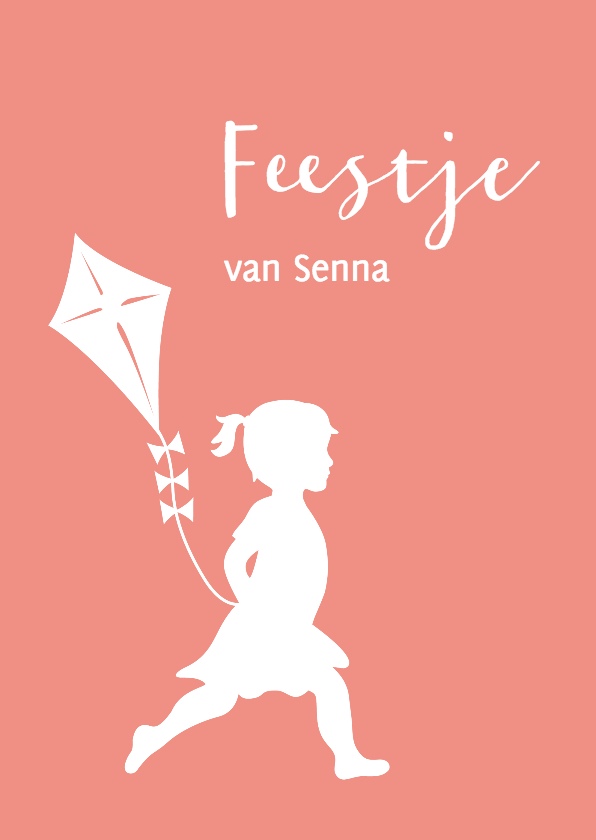 Feest uitnodiging meisje met vlieger - Kinderfeestjes Kinderfeestjes - Feest uitnodiging meisje met vlieger