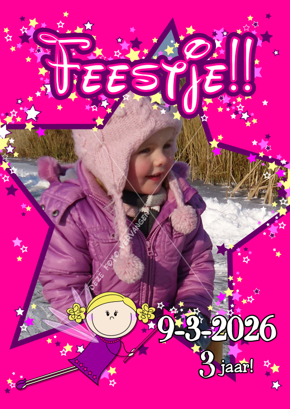 FEEstje FOTOkaart met vele sterren - Kinderfeestjes Kinderfeestjes - FEEstje FOTOkaart met vele sterren