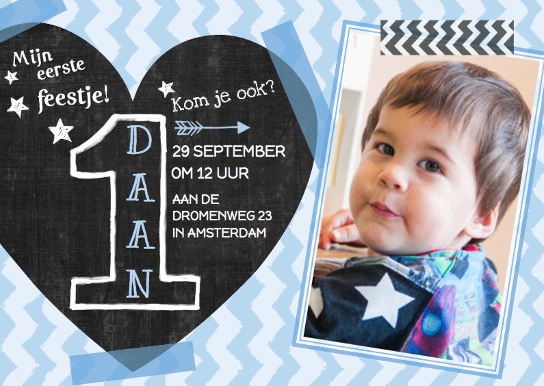 Onwijs Feestje jongen 1 jaar hart - Kinderfeestjes | Kaartje2go UZ-81