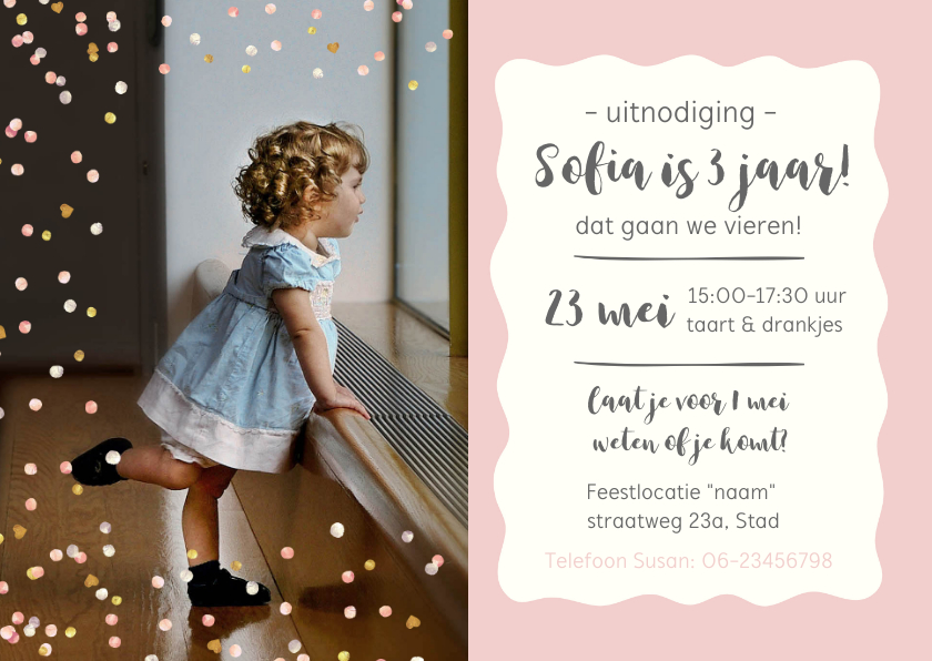 Kinderfeestjes - Feestje - meisje jarig confetti