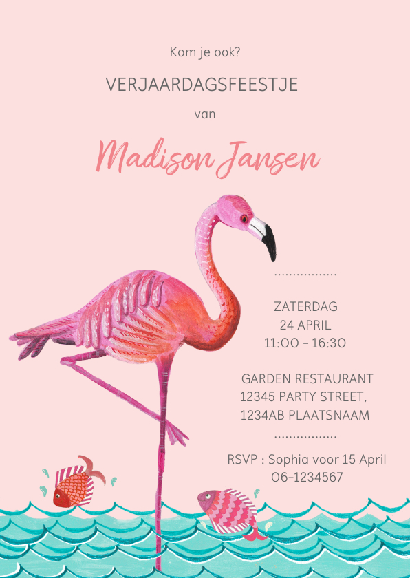 Flamingo Kinderfeestje met water en vissen - Kinderfeestjes Kinderfeestjes - Flamingo Kinderfeestje met water en vissen