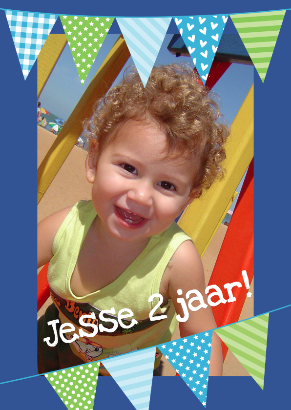 Fotokaart vlaggetjes jongen - Kinderfeestjes Kinderfeestjes - Fotokaart vlaggetjes jongen