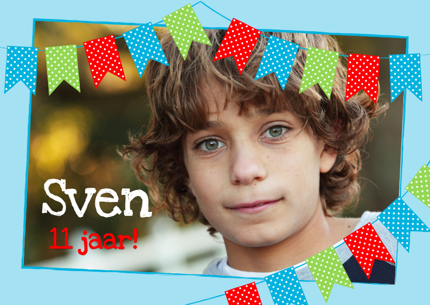 Fotokader Vlaggetjes Blauw - Kinderfeestjes Kinderfeestjes - Fotokader Vlaggetjes Blauw
