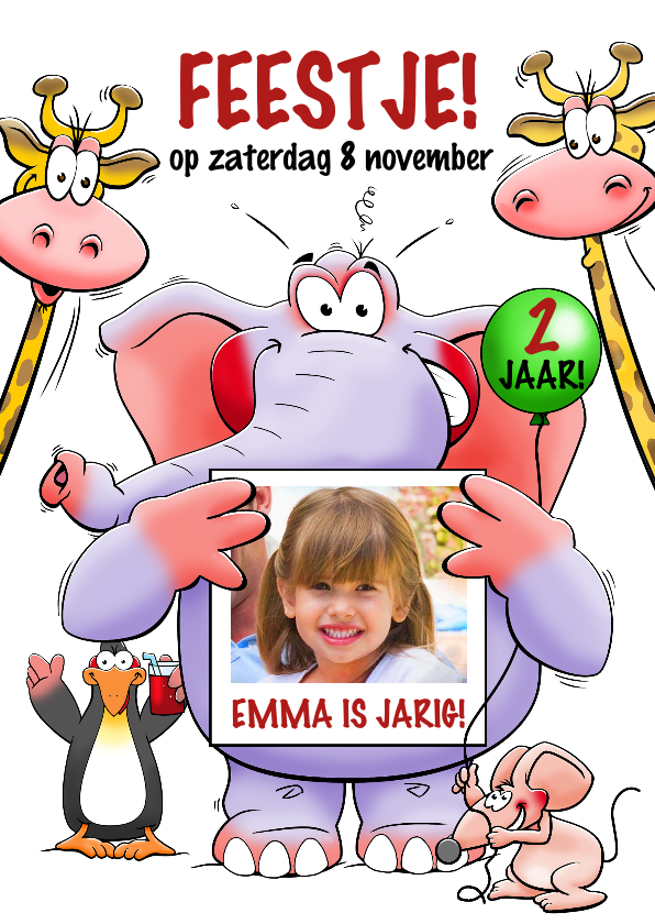 Grappige uitnodiging voor kinderfeest met leuke dieren - Kinderfeestjes Kinderfeestjes - Grappige uitnodiging voor kinderfeest met leuke dieren