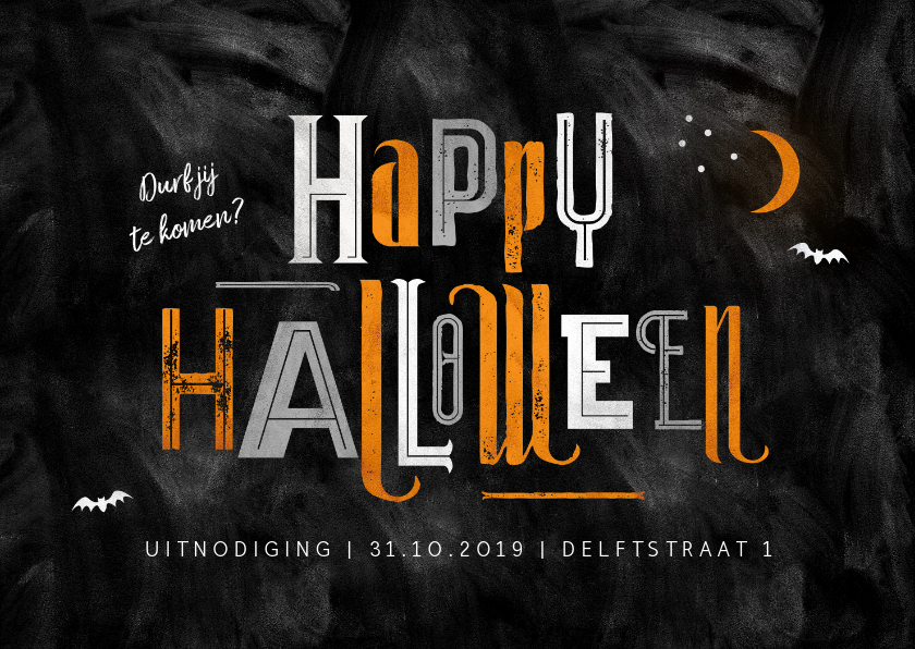 Kinderfeestjes - Halloween feest uitnodiging happy halloween typografie
