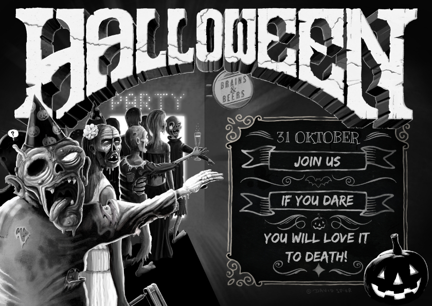 Kinderfeestjes - Halloween Zombie Uitnodiging ds