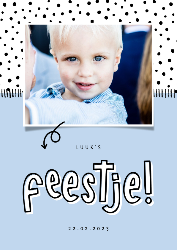Hippe uitnodiging kinderfeestje foto met aanpasbare kleur - Kinderfeestjes Kinderfeestjes - Hippe uitnodiging kinderfeestje foto met aanpasbare kleur